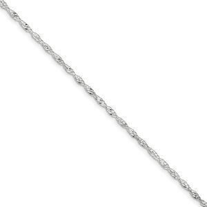 Sterling Silver 2mm Twisted Singapore Chain Anklet, 9-10 Inch